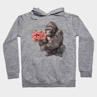 Valentine Gorilla Giving Flowers Hoodie